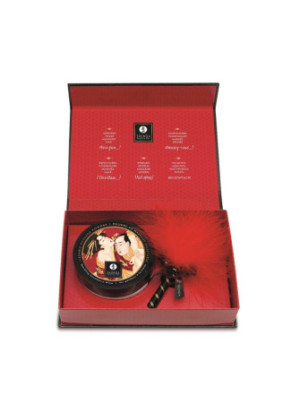Mini Coffret poudre corporelle fraise/vin pétillant et plumeau assorti - CC1080